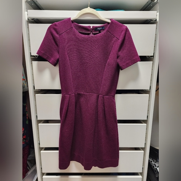 Madewell Short-Sleeve Wine Color Dress Size 0 - Picture 1 of 3